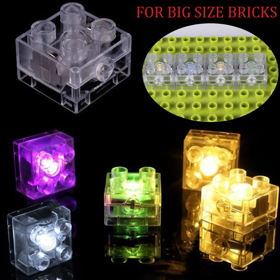 10/20PCS 2x2 dots Big Size LED Light Up Bricks DIY Parts Compatible duploed Base Plate Building Blocks Set Toys For Children