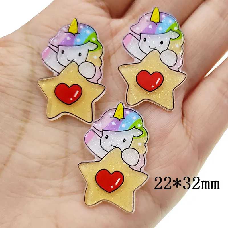 New arrival DIY acrylic cartoon Unicorn   planar resin cabochons horse for kids hair clips cover  accessories