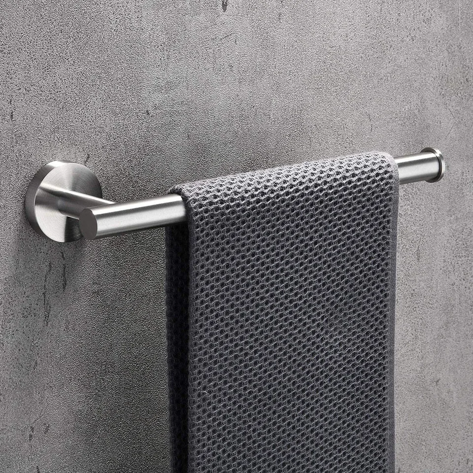 Round Bathroom Accessories Stainless Steel Brushed Toilet Paper Holder Towel Ring Robe Hook Towel Rail Bar Bathroom Hardware