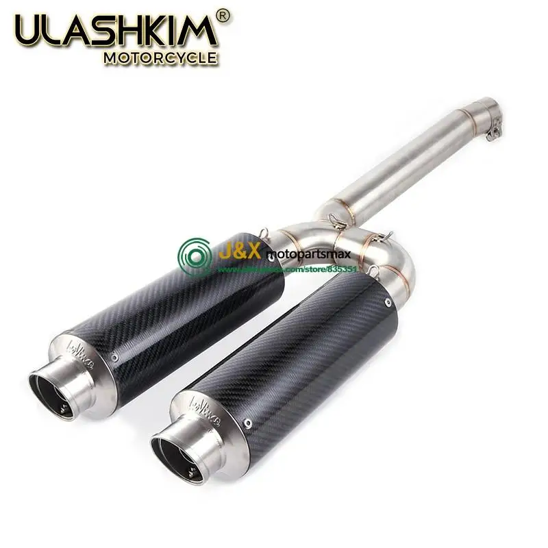 Slip On For Yamaha FZ-6N FZ-6S FZ6 FZ6S FZ6N Motorcycle Carbon Fiber Exhaust Muffler Connecter Middle Pipe Full System