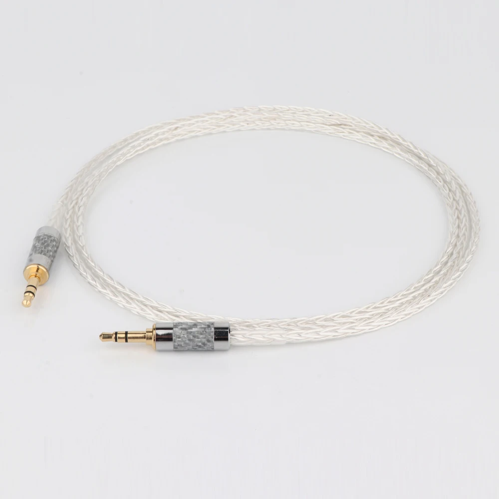 7N OCC 8 Croes Silver-plated 3.5mm to 3.5mm Male to Male Aux Audio Cable for Car head-mounted Headphone Wire Line