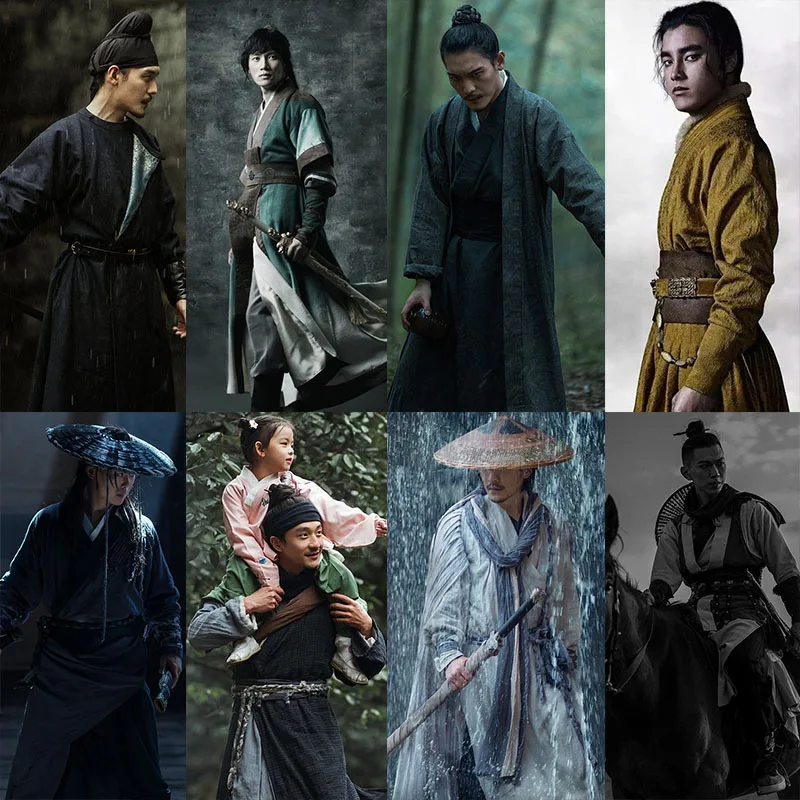 Kung Fu เสื้อผ้าผู้ชาย Swordsman เสื้อผ้า Hanfu เล่นภาพยนตร์ Vintage โบราณชุดสตูดิโอถ่ายภาพ Outfits