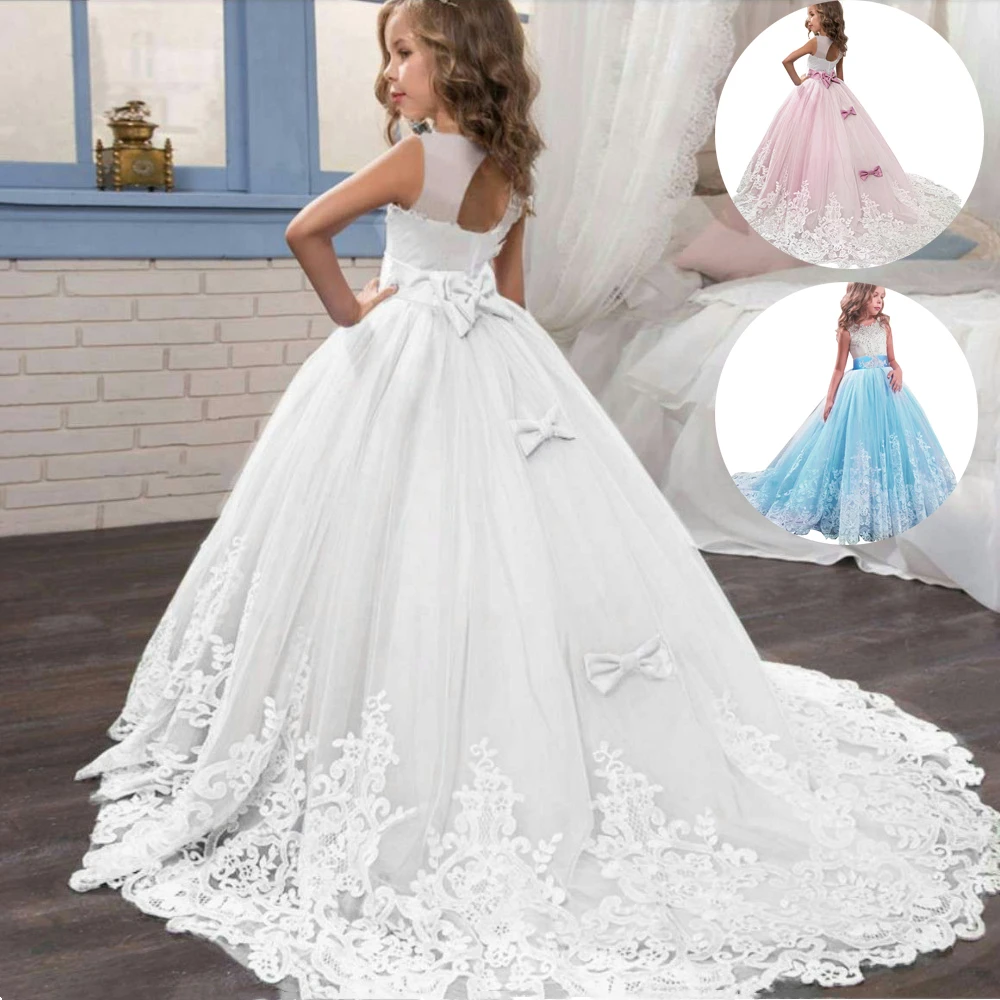 2024 Summer Girls Dress Long Bridesmaid Kids Dresses For Girls Children Princess Dress Party Wedding Dress 3 10 14 Years Vestido