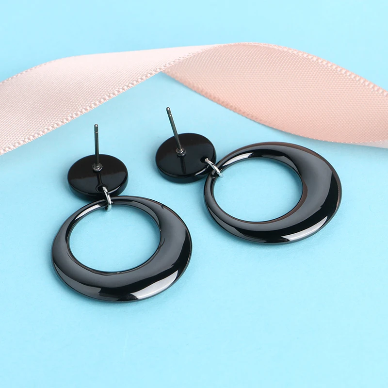 Punk Style Women Oversize Earrings For Female  Geometric Wedding Party Vintage Black Ceramic Earring Female Bohemian Bijoux