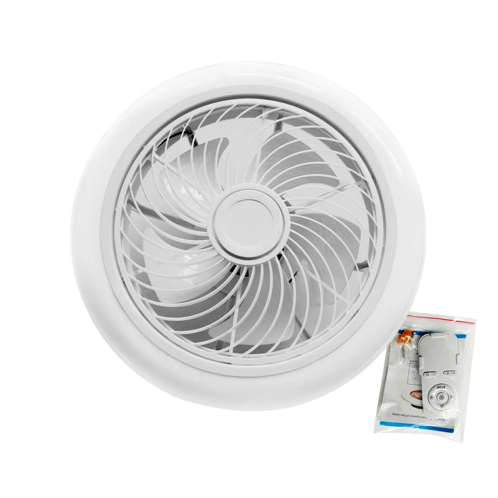 OUKANING 18" Enclosed LED Ceiling Fan Light Smart Acrylic Fan Chandelier 3 Speeds Remote Control ​for Bedroom