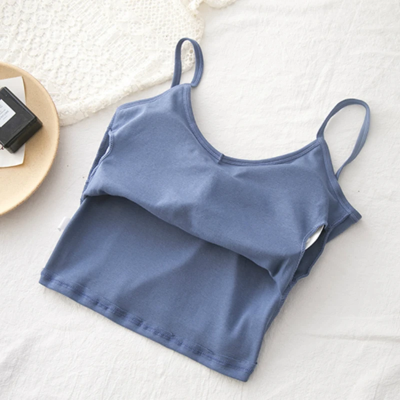 캐미솔 여성용 스파게티 가슴 패드 뜨개질, 백리스 섹시 조끼, 슬림하고 심플한 캐주얼, 올매치 얼짱, 시크한 신상, 여름