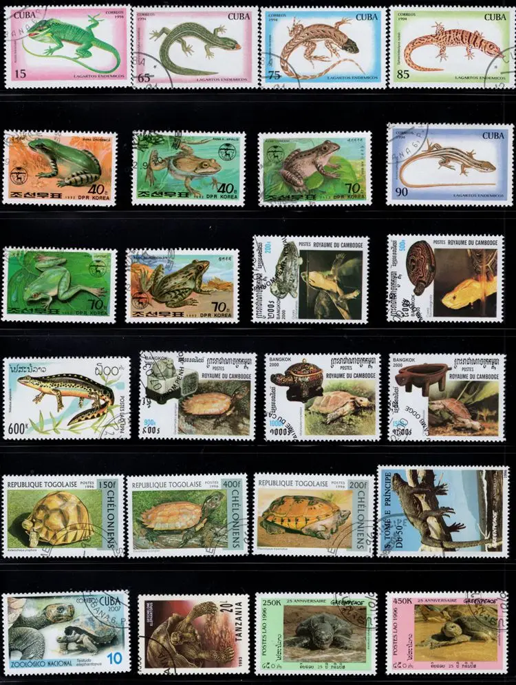 50Pcs/Lot Reptile Animals Stamp Topic All Different From Many Countries NO Repeat Postage Stamps with Post Mark for Collecting