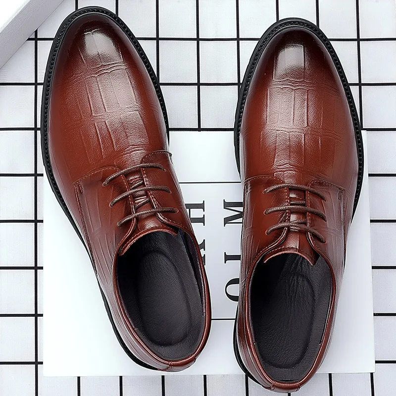 Men's New Genuine Leather Shoes Square Toe Business Dress High-end Mens Formal Shoes Breathable Comfortable Shoes