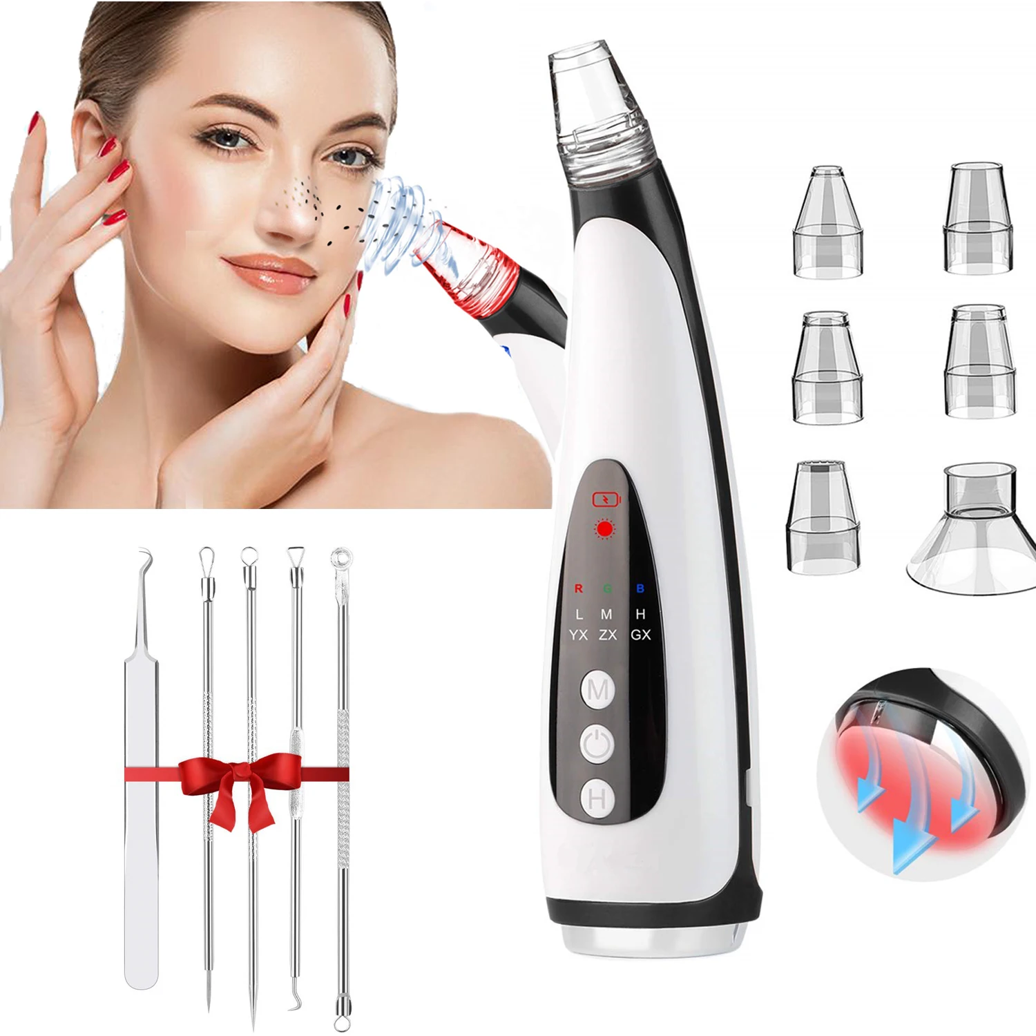 Mee-eter Stofzuiger Remover-Oplaadbare Mee-eter Acen Verwijderen Facial Cleanser Pore Met Hot Comprimeren Comedo Extractor Kit