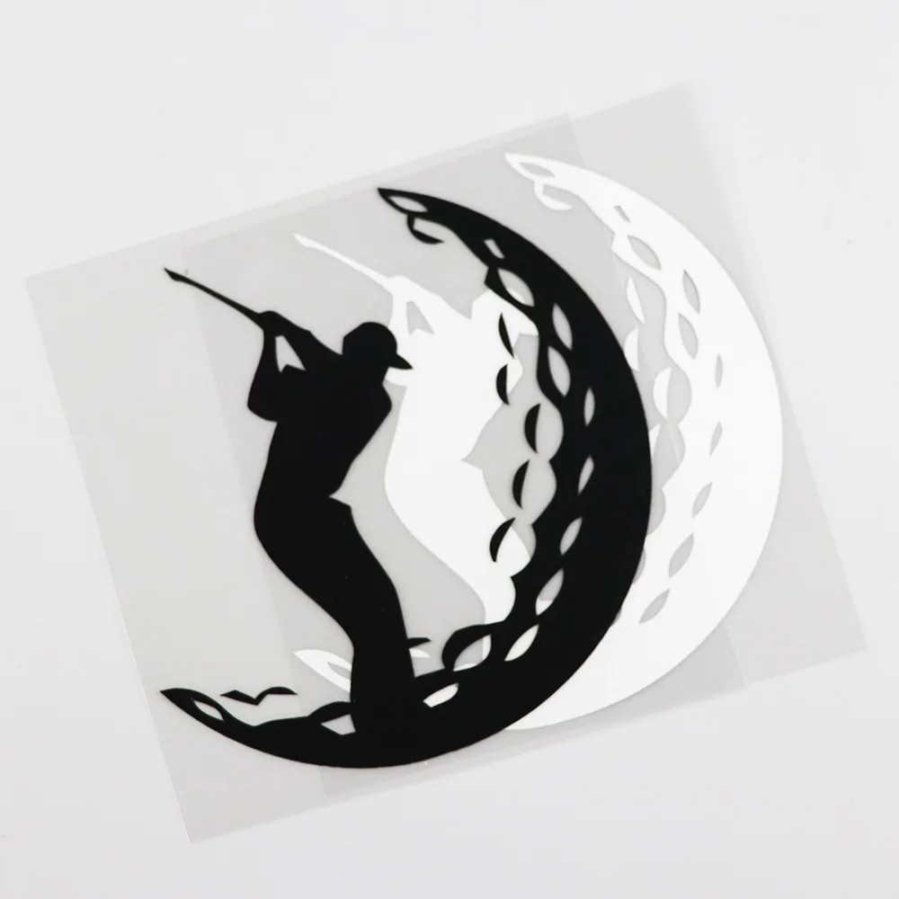 YJZT 12.4CMX12.8CM Golf Golfing Golfer Player Sports Ball Vinyl Car Sticker Black/Silver 8A-0295