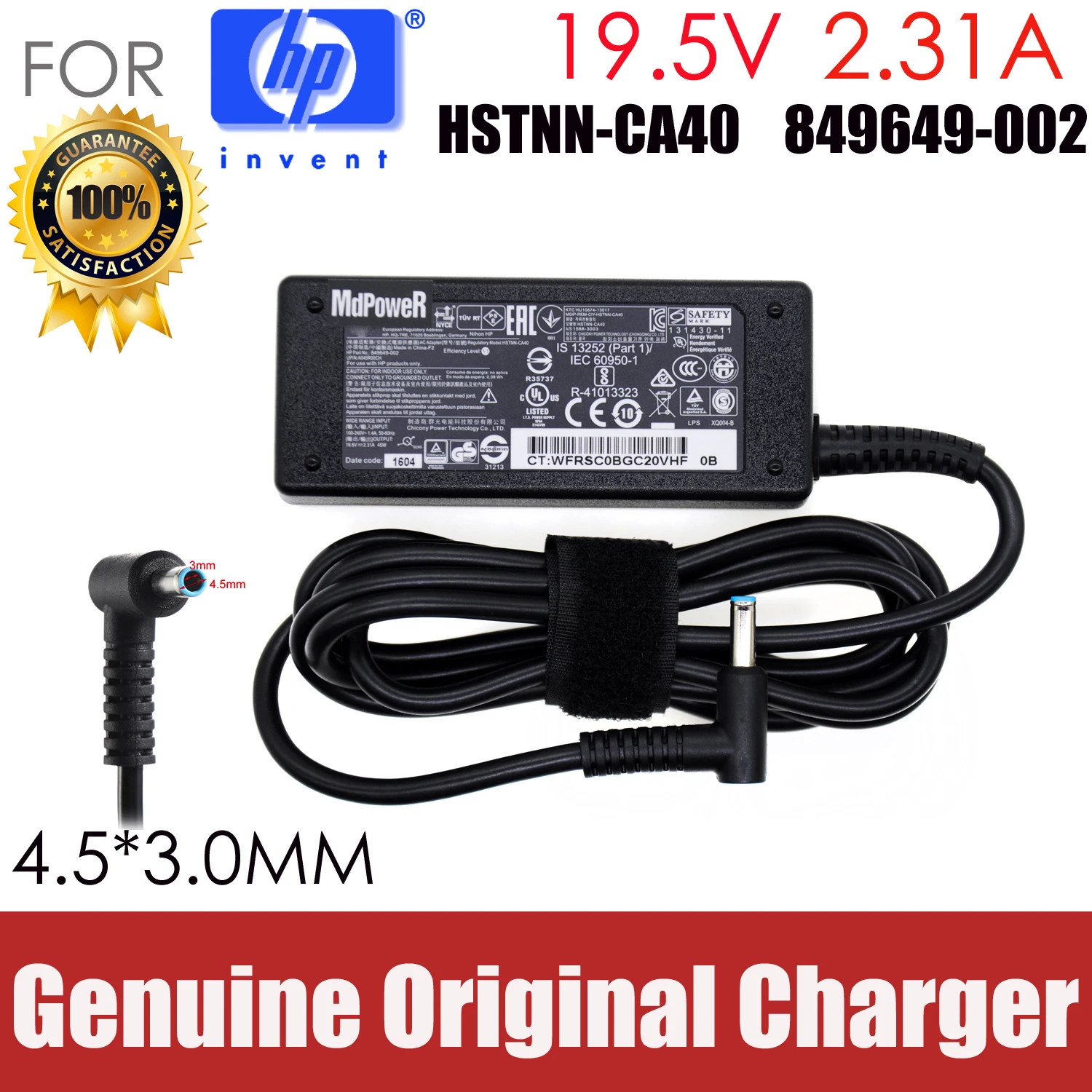 

Original 19.5V 2.31A 45W FOR HP TPN-C126 TPN-Q167 HSTNN-DA40 450 G5 TPN-W125 TPN-LA03 TPN-DA16 laptop AC adapter charger supply