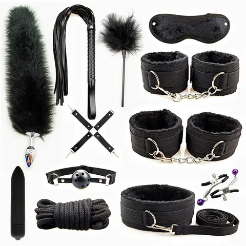 sexx Toy Kit Bondage Restraints Set Adult Toys sexx Games Erotic Toys Anal plug Handcuffs Whip Gag Bdsm Kits sexx Toys for Couples