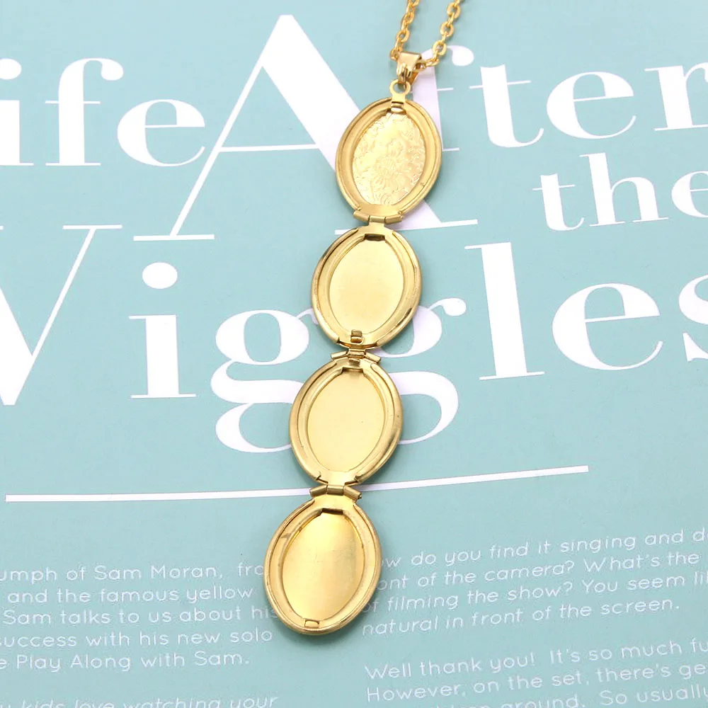 New Fashion Photo Frame Memory Locket Pendant Necklace Plata/Gold Color Simplicity Vintage Flower Jewelry Women\'s Nostalgia Gift