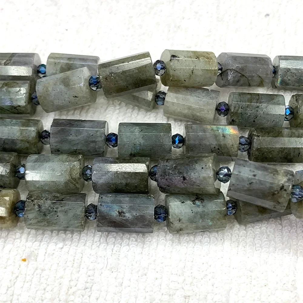Veemake Facettierte Säulenröhrenperlen Amethyst Lapis Lazuli Quarz Amazonit Apatit Ametrin Chrysopras Mondstein Labradorit C4 – Detail 8