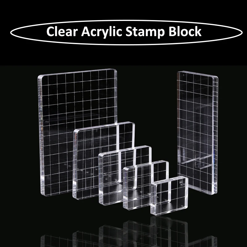 6 Sizes 0.8cm Thick Clear Acrylic Stamp Block Transparent Pad Laser-etched Gridlines DIY Scrapbooking Photo Album Craft 2021 Hot