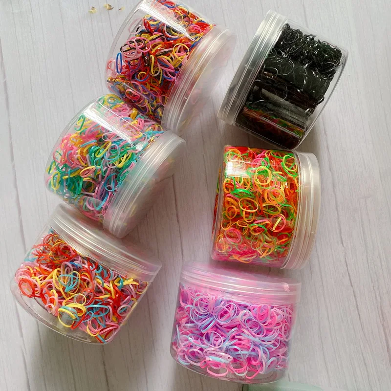 1500pcs/pack Children Colorful Small Disposable Silicone Rubber Bands Elastic Hair Ties For School Baby Hair Rope Gum Wholesale