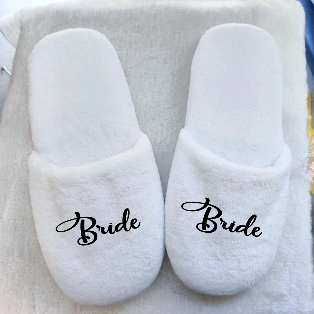 

Customizable Slippers White Coral Bridesmaid Bride Party Accessories Gift Wedding Slippers For Guests Birthday Party Decoration
