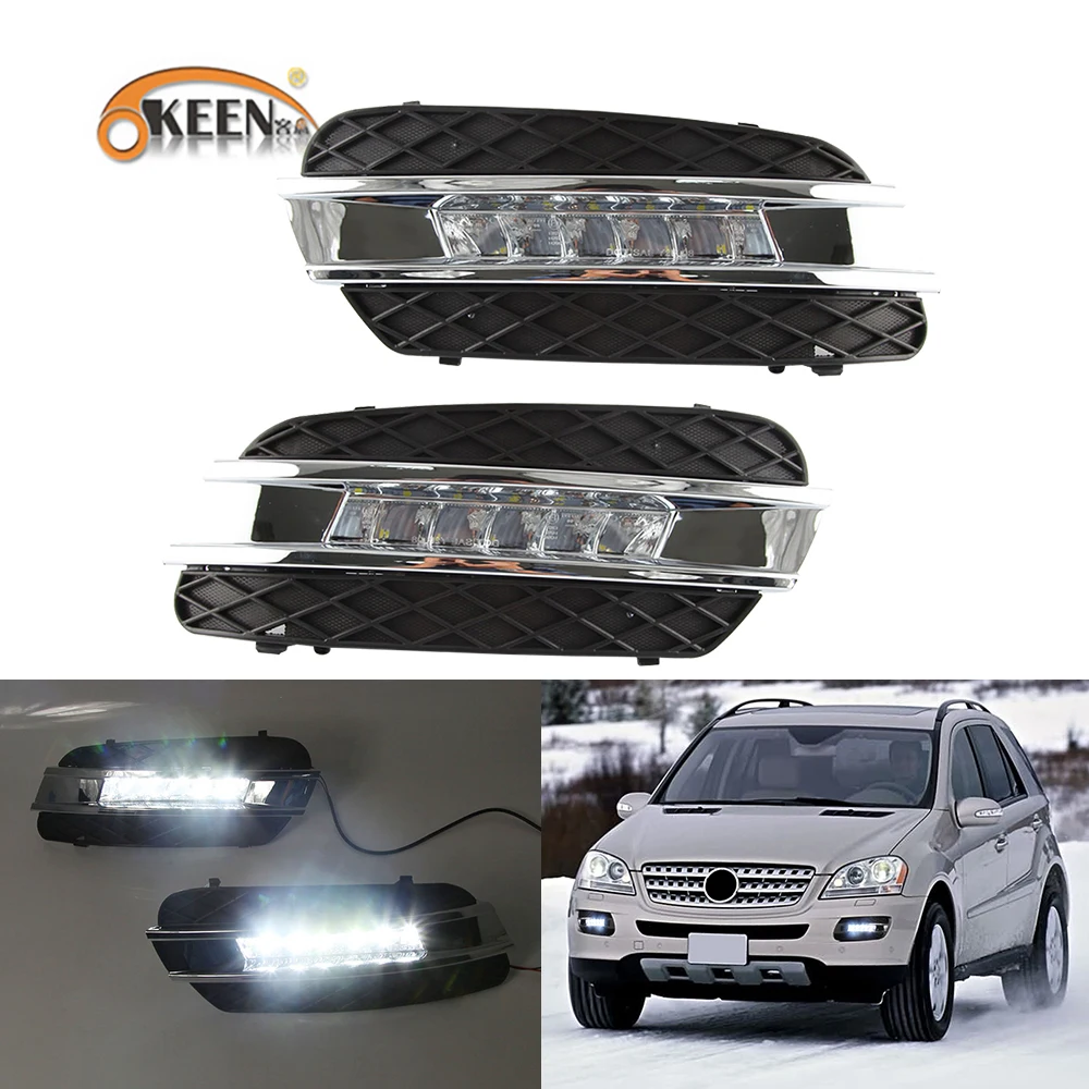 

OKEEN 2pcs Car LED Daytime Running Light For Mercedes BENZ ML350 W164 ML280 ML300 ML320 2006 2007 2008 2009 DRL Day Light White