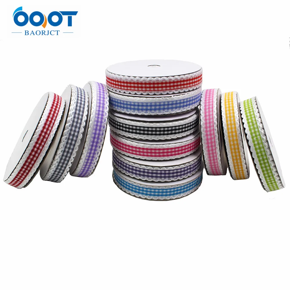 OOOT BAORJCT L-20401-221,16mm,5yards geometric Solid color ripple lattice bow-knot grosgrain Ribbons,bow cap DIY decorations