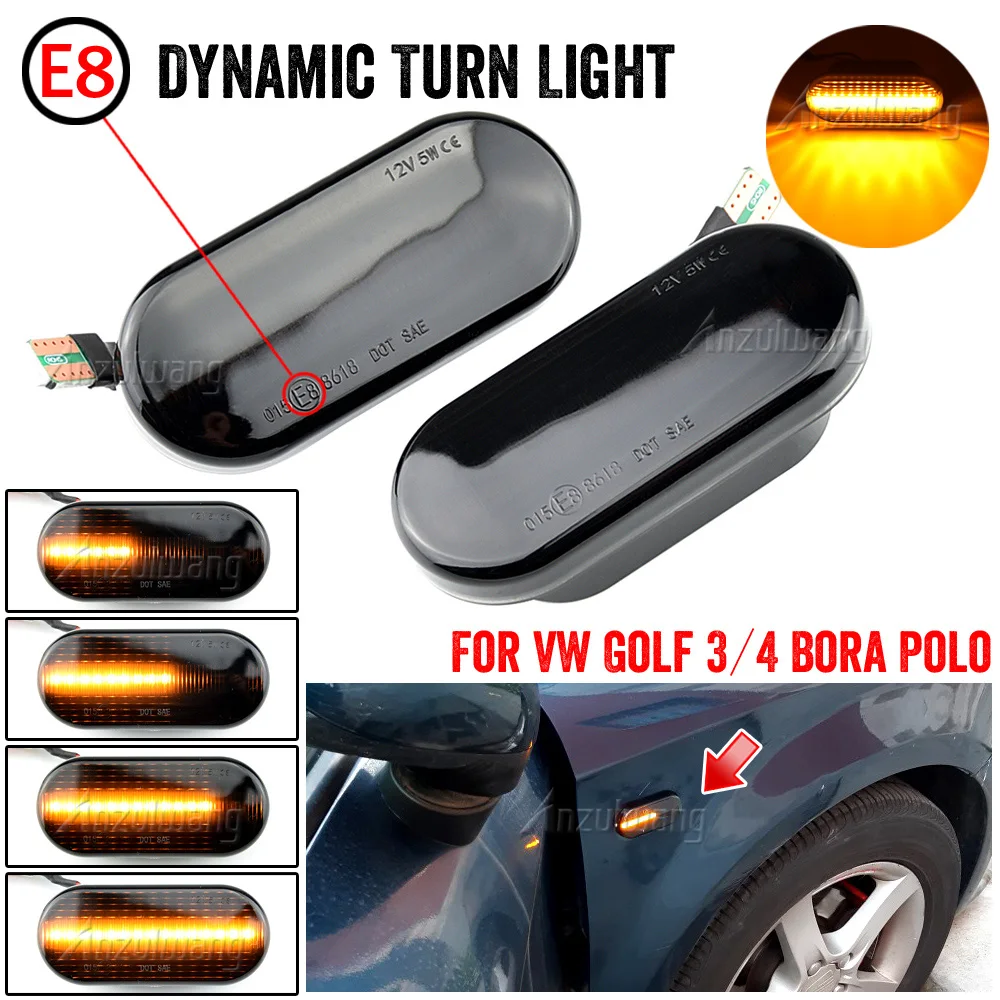 Clignotant latéral à LED dynamique fluide fumé, VW Transporter T5 Polo Golf3 4 Passat B5 Sharan Lupo Bora Multivan