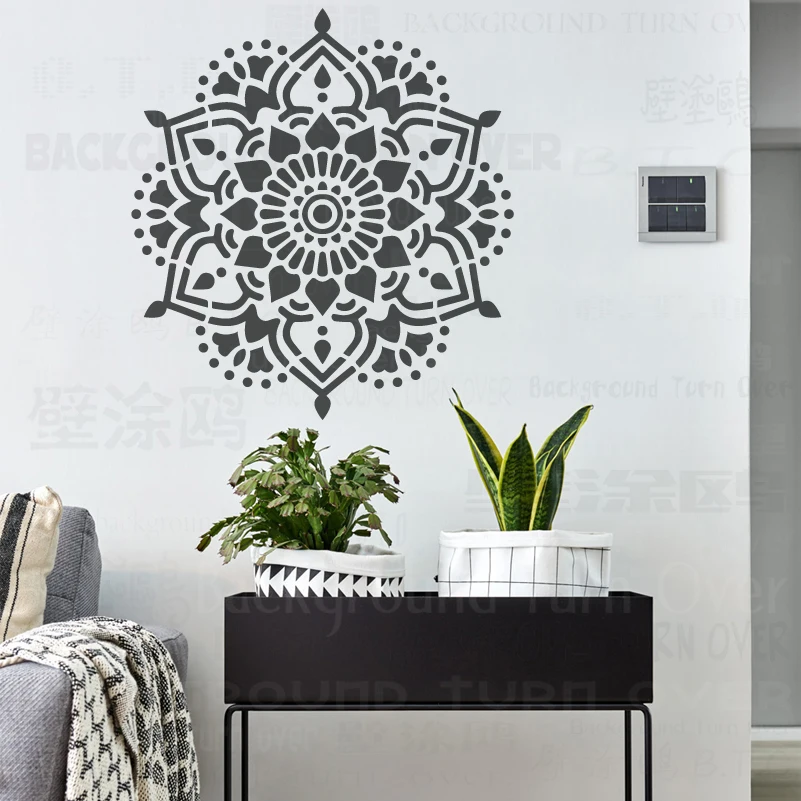 50cm - 90cm Stencil Mandala Extra Large Round Wall Flower For Painting Big Floor Template Vintage Decors Tile Templates  S066