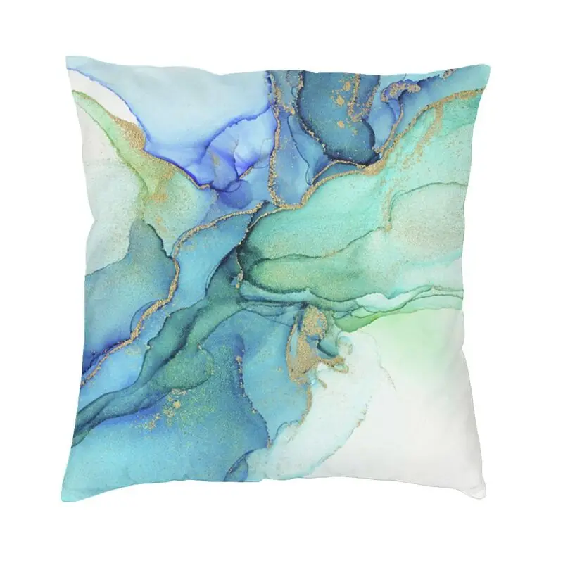 Colorful Marble Foil Lines Modern Throw Pillow Case Home Decoration Wavy Blues Abstract Alcohol Ink Sofa Cushion Cover