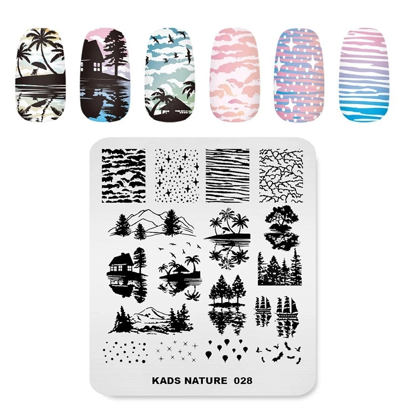 Nail Stamping Plate Plants Tree Geometry Pattern Stamp Template Nail Image Plate Stencil DIY Printing Stainless Steel Tools images - 6