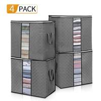 4Pcs 90L Moisture Proof Storage Bag For Clothes Blanket Portable Non-woven Folding Pillow Quilt Storage Box Cabinet Organizer