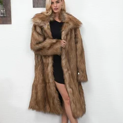 Winter Vrouwen Faux Vos Bont Lange Jas Dikke Volledige Mouw Pluizige Luxe Bont Jas Elegante Mujer Bontjas Warme Harige Shaggy bovenkleding