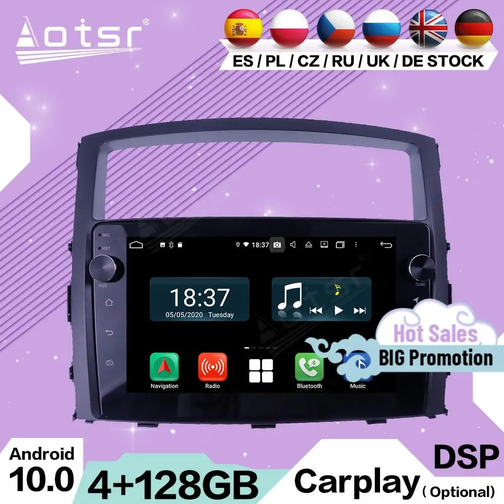 128G Carplay Android For Mitsubishi Pajero 2006 2007 2008 2009 2010 2011 2012 2013 2014 2015 2016 GPS Car Radio Player Head Unit