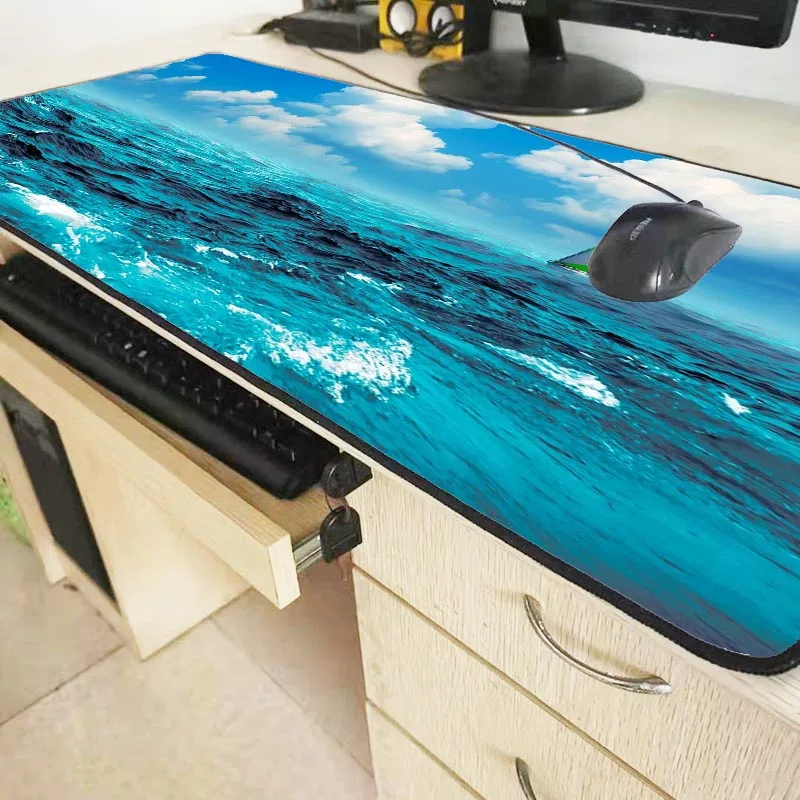 XGZ Sailing Ship In The Sea Cloud Scenery Gaming Keyboard Mouse Pad Large Computer Lock Edge Mousepad Desk Mat for LOL Dota XXL