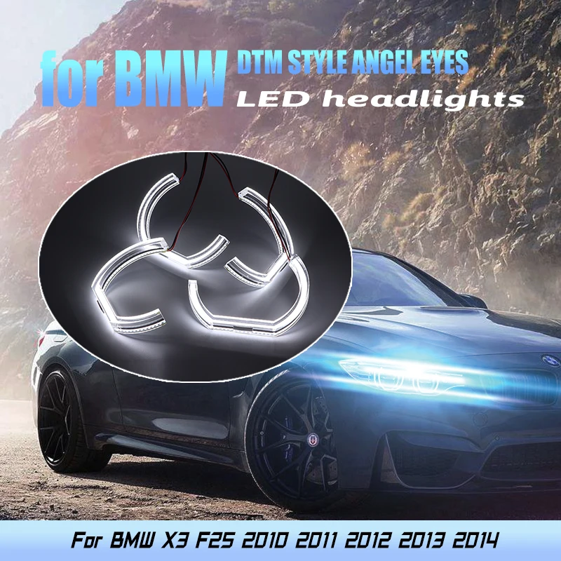

White Day Light Cut Style Halo Ring LED Angel Eye Kit Crystal Angel Eyes for BMW X3 F25 2010-2014 Xenon Headlight DTM Style