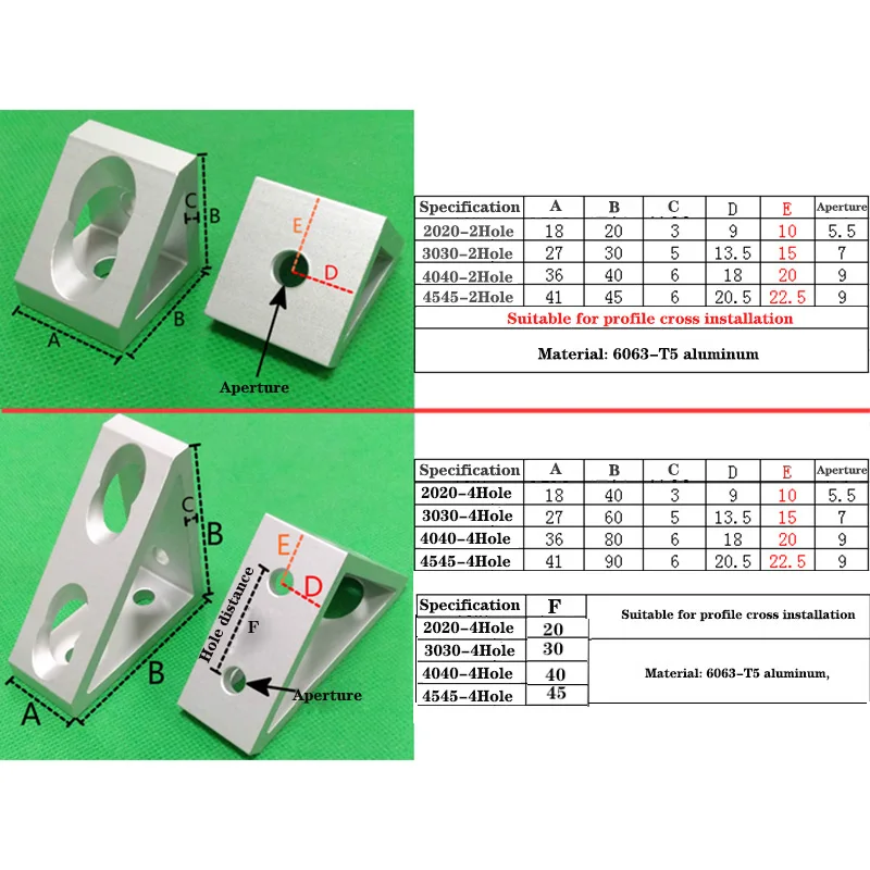 1pc Silver 2020 3030 4040 2040 3060 4080 4590 4545 Aluminum Profile Right Angle Triangle Block Triangle Connector