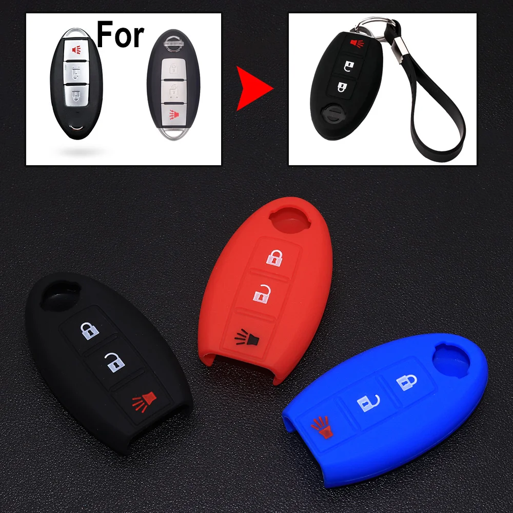 

3-кнопочный силиконовый резиновый чехол для автомобильного брелока, подходит для Nissan TIIDA Rogue Murano Leaf/Juke 370Z, чехол с дистанционным управлением