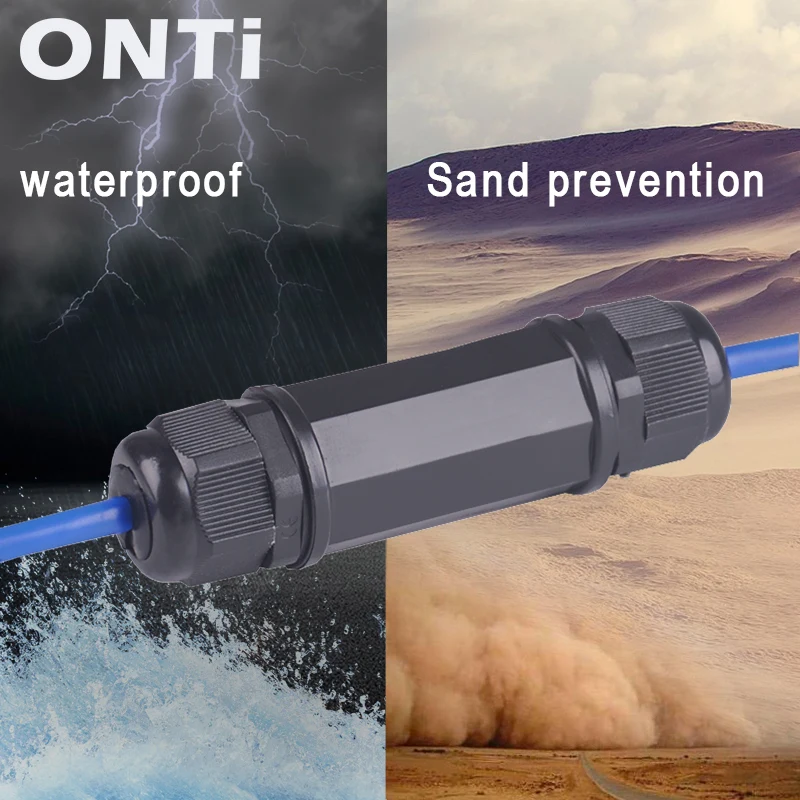 ONTi RJ45 waterproof Connector IP67 Ethernet Network Cable Connector Double Head Adapter Coupler Extension for Cat5 6 7 8P8C