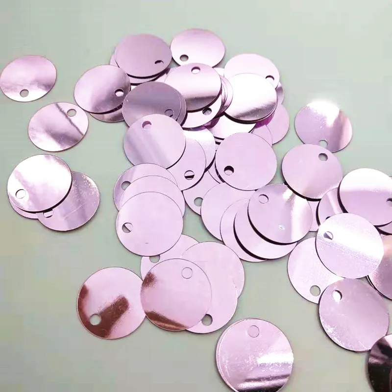 50g Large Round Sequins 20mm PVC Flat Round Paillette For Crafts Light Pink With 3mm Side Big Hole