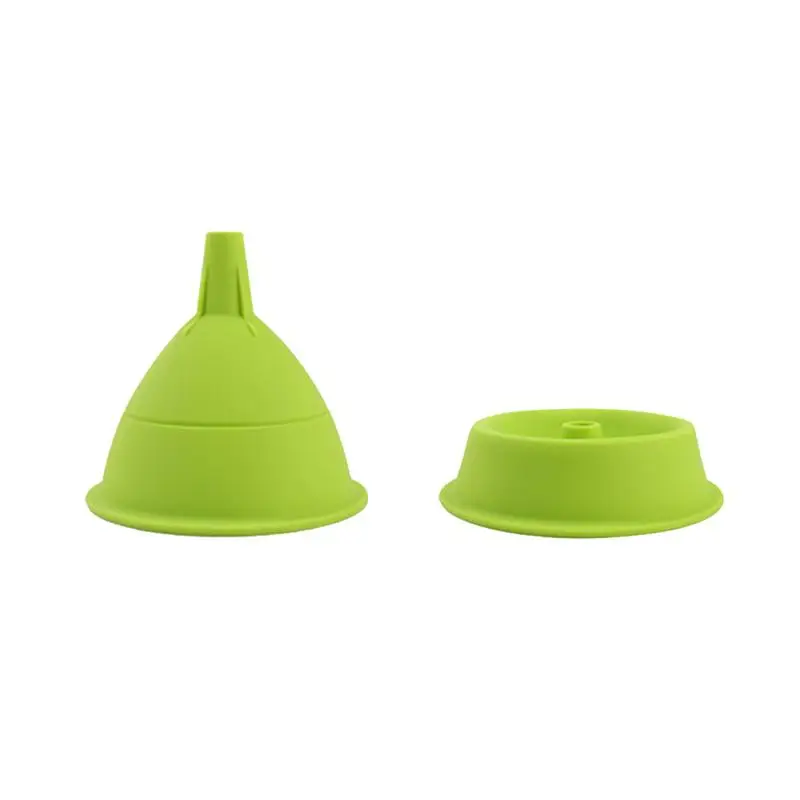 2pcs Silicone Foldable Funnels Telescopic Long Stem Funnel Transferring Liquid Tool for Home (Green)