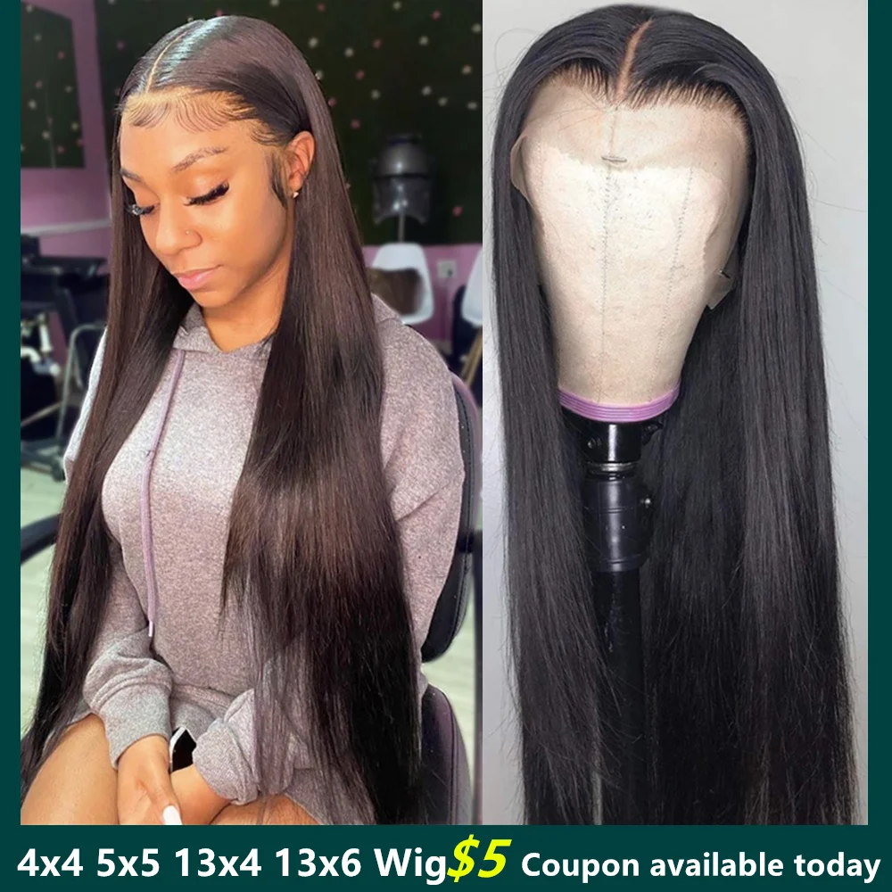 Straight 13X4 Lace Front Human Hair Wigs HD Lace Frontal Human Hair Wigs Peruvian Straight Remy 4x4 Closure Wigs For Black Women