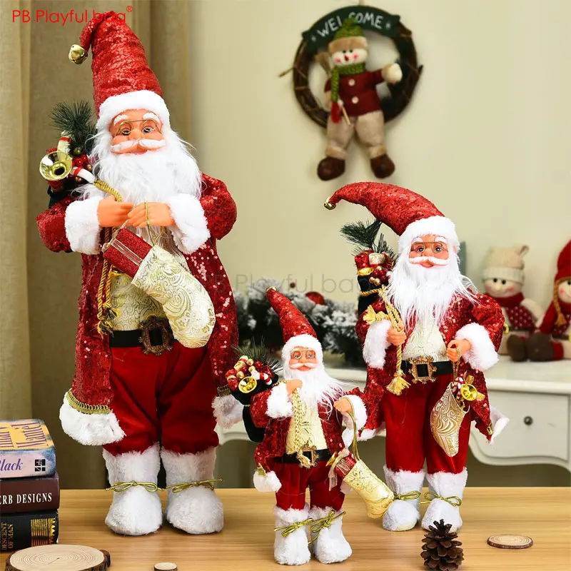 

Playful bag 2020 Christmas Santa Claus Dolls Christmas party decoration Kid's gift New Year ornament Santa Toys 60/45/30cm AA36