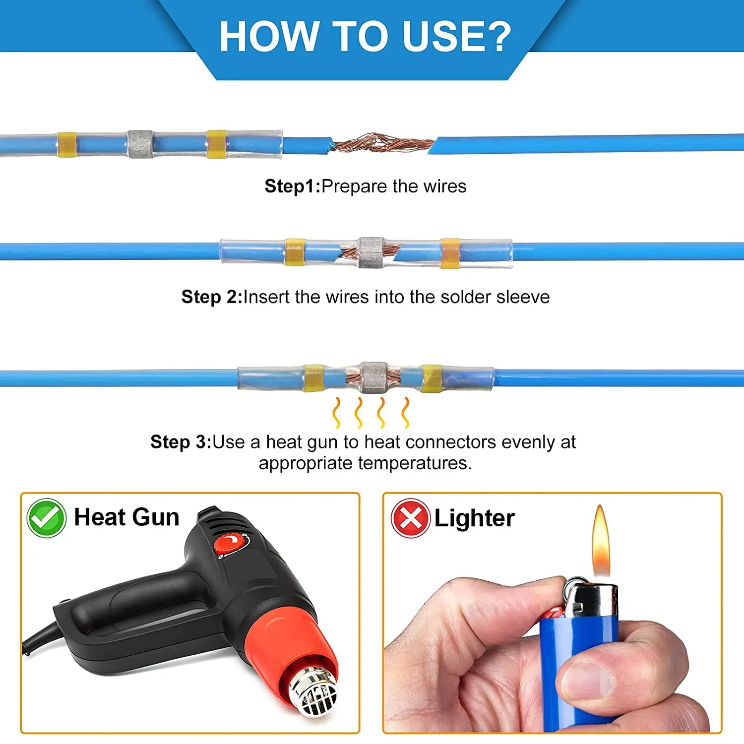 100pcWiring sharpener heat shrinkable solder ring wire connector and wire tube terminals docking