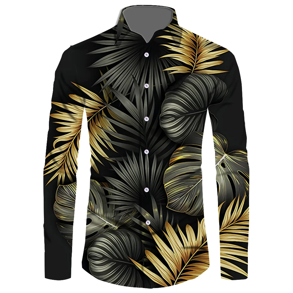 

Ethnic Style Printed Shirt Men Long Sleeve Hawaiian Clothes Stand Collar Camisa Tops Streetwear Undertake Custom Size XXS-6XL