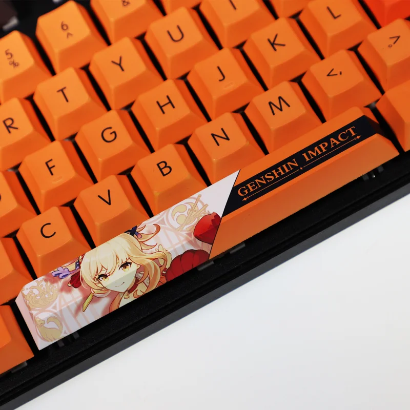 1 Set Naganohara Yoimiya Theme Keycap PBT Dye Subbed Keycaps Two Dimensional Cartoon Anime Retro Gaming Key Caps For Genshin