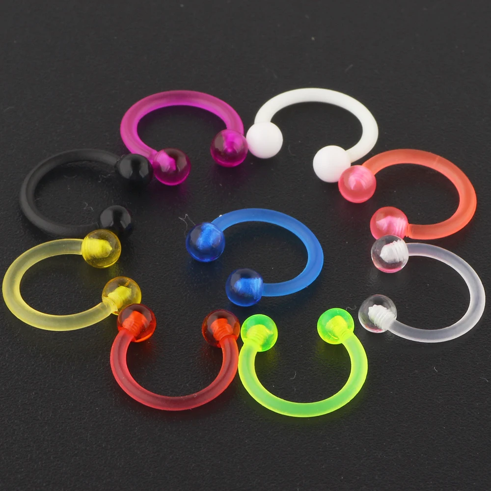 

JUNLOWPY 16G Flexible Nose Rings Hoops Lip Septum Eyebrow Rings Acrylic Cartilage Helix Piercing Plastic Body Jewelry 200/500pcs