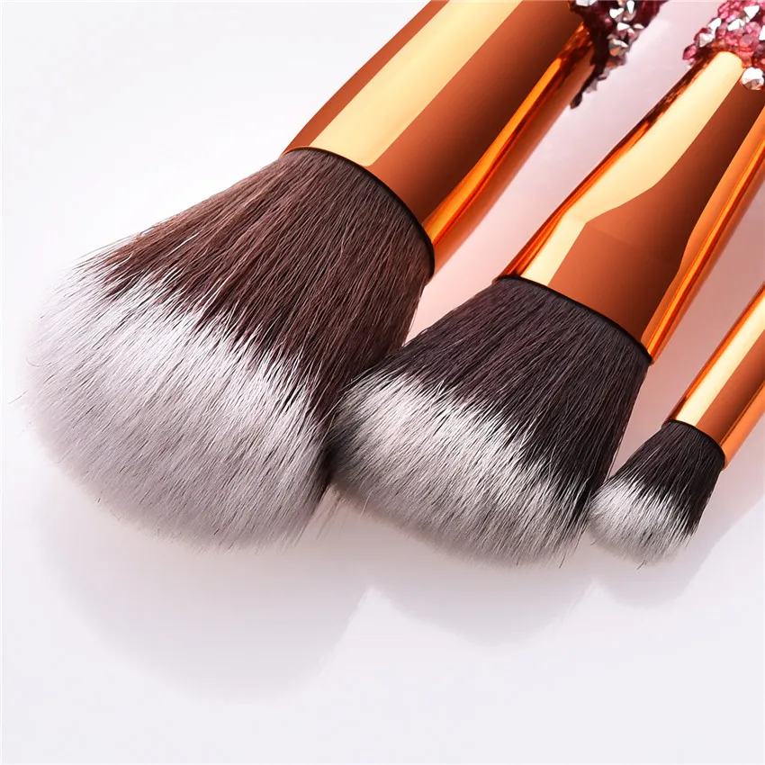 SAIANTTH 10pcs Rhinestone Crystal Glitter makeup brushes set Pro foundation blush brush blending concealer powder beauty tool