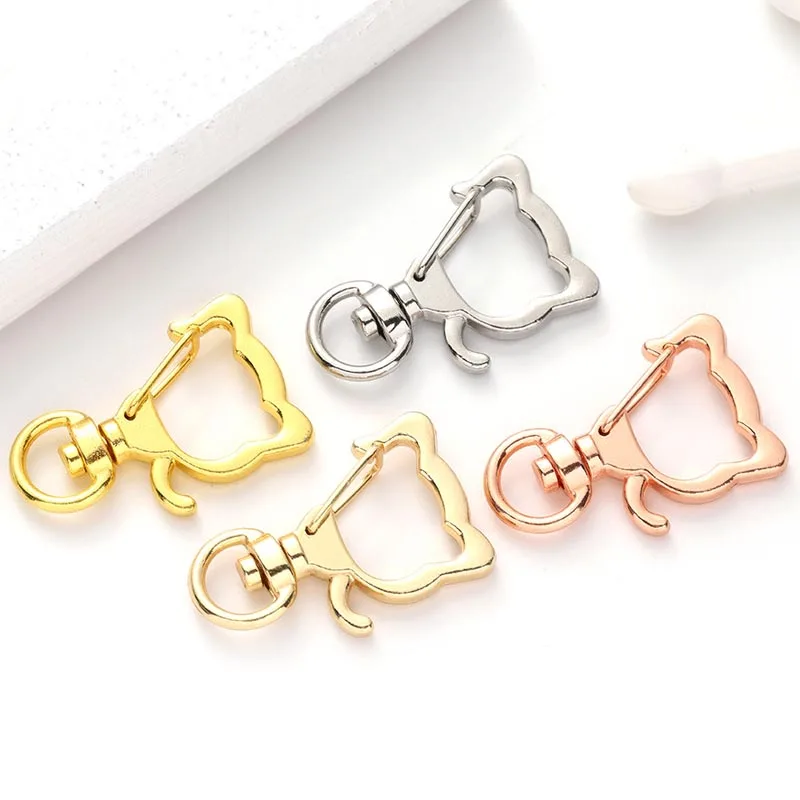 

100pcs Metal Cat head Split Ring Keychains cat Key Chain Ring Split Rings Unisex Keyring Keyfob DIY Accessories