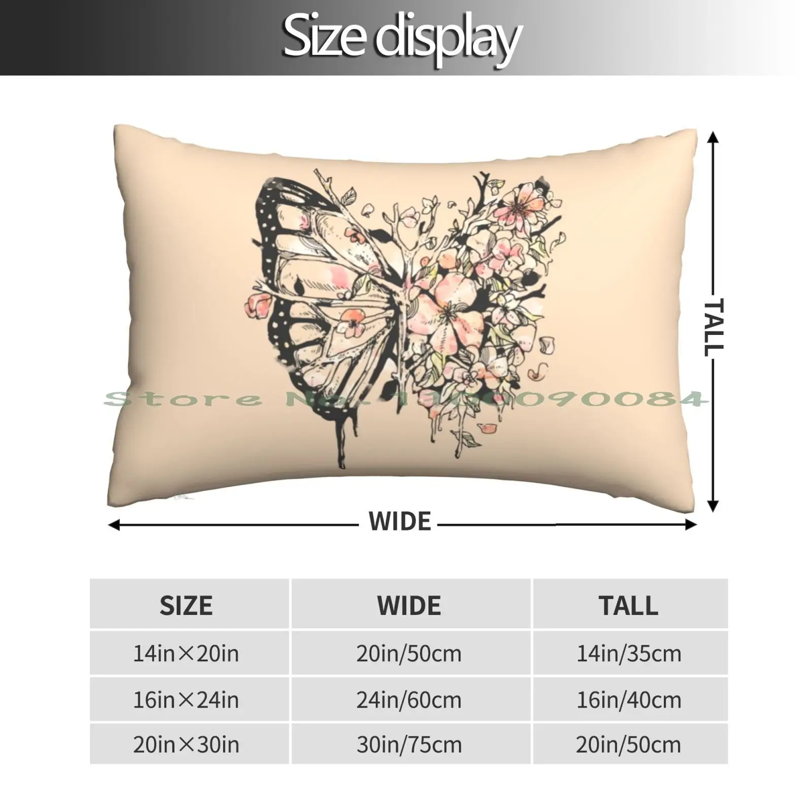 Metamorphora Pillow Case 20x30 50*75 Sofa Bedroom Nature Flowers Leaves Flora Fauna Surrealism Watercolor Branches Life