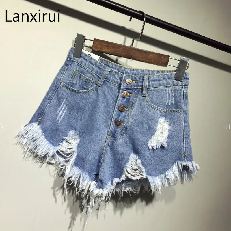 

new arrival casual summer hot sale denim women shorts high waists fur-lined leg-openings sexy short Jeans 6xl