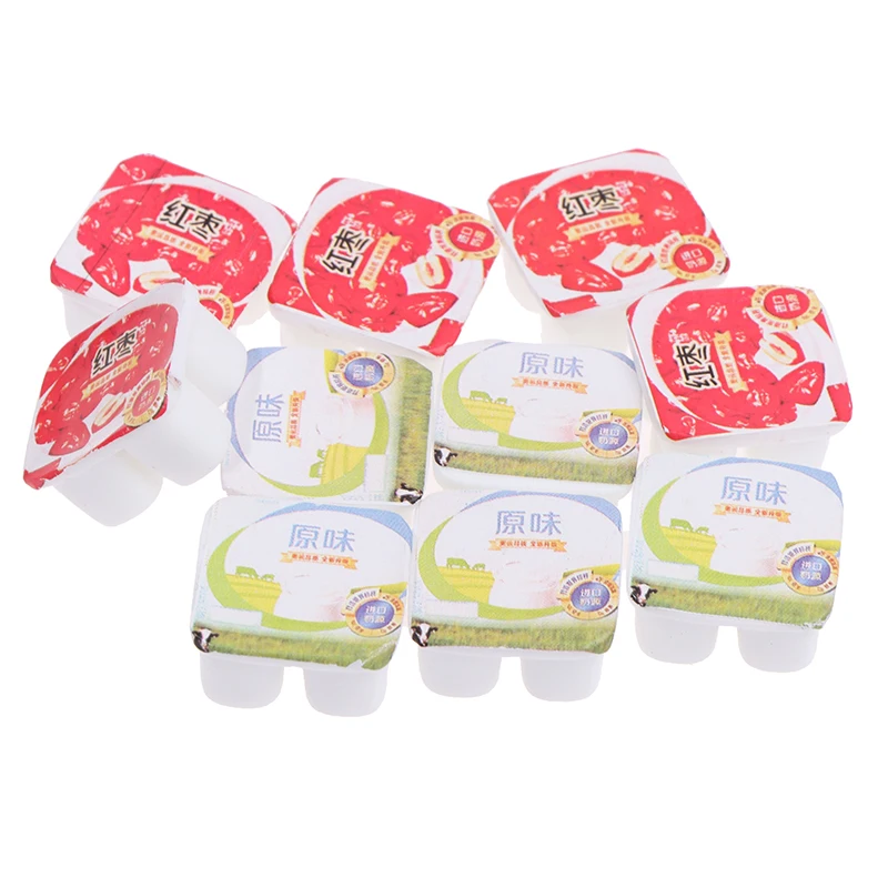 10pc/set 1:12 Dollhouse Miniature Simulation Mini Resin Yogurt Decoration Accessories Toys For Children\'s New Year Gift