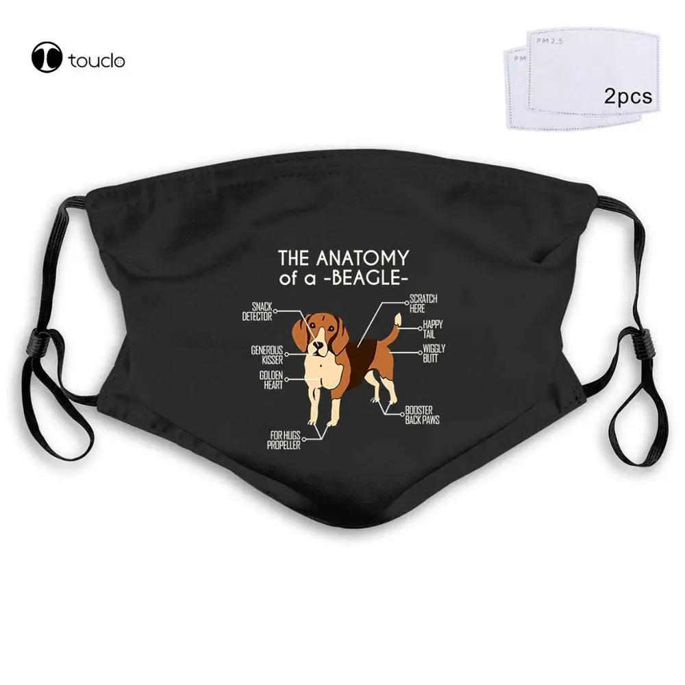 Beagle – masque facial avec filtre, accessoire de loisirs, avec tissu de poche, réutilisable et lavable