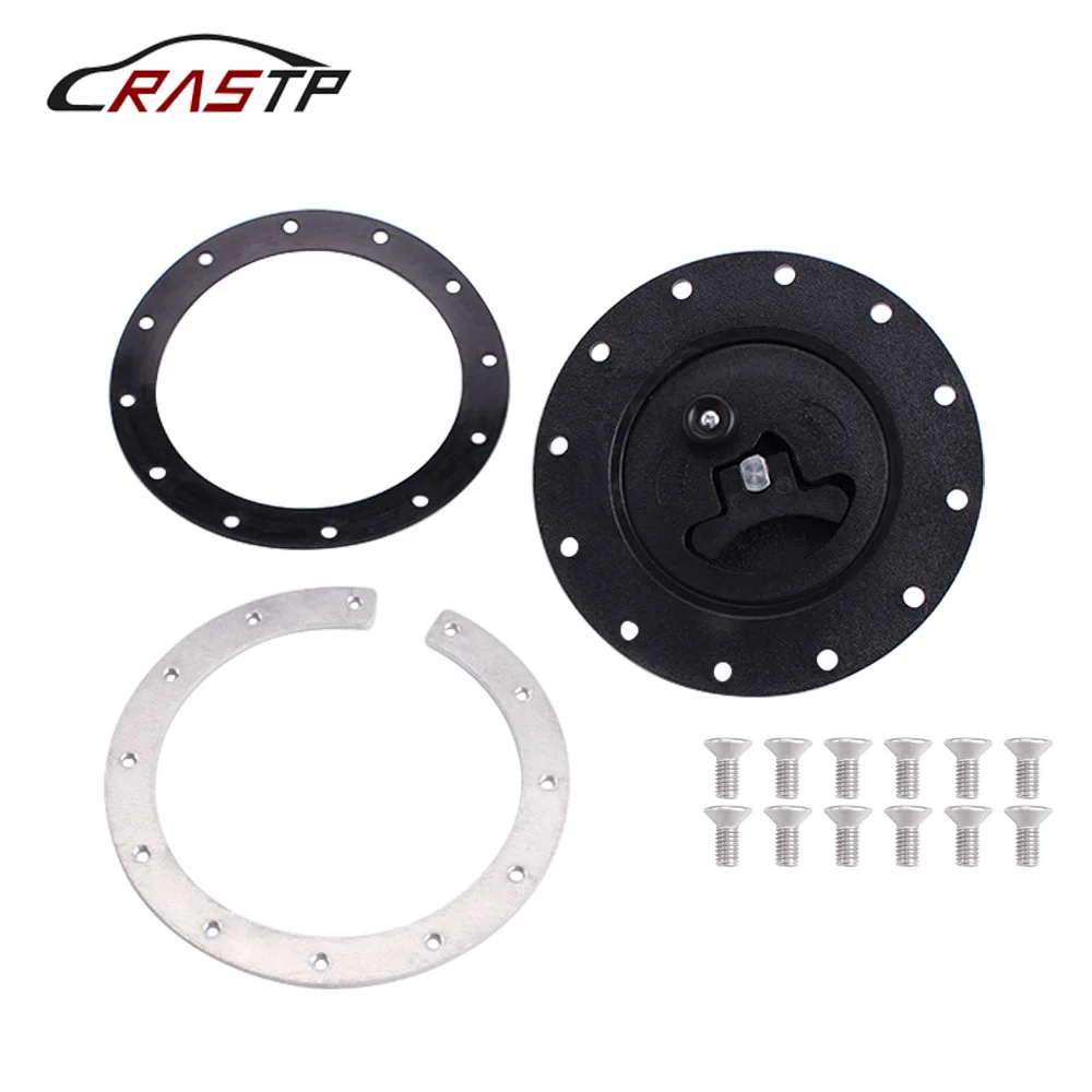 RASTP-Universal ABS Base Fuel Cell Gas Tank Filler Cap Water Tank Cap+Filler Plate +Fittings  Black RS-OCC041